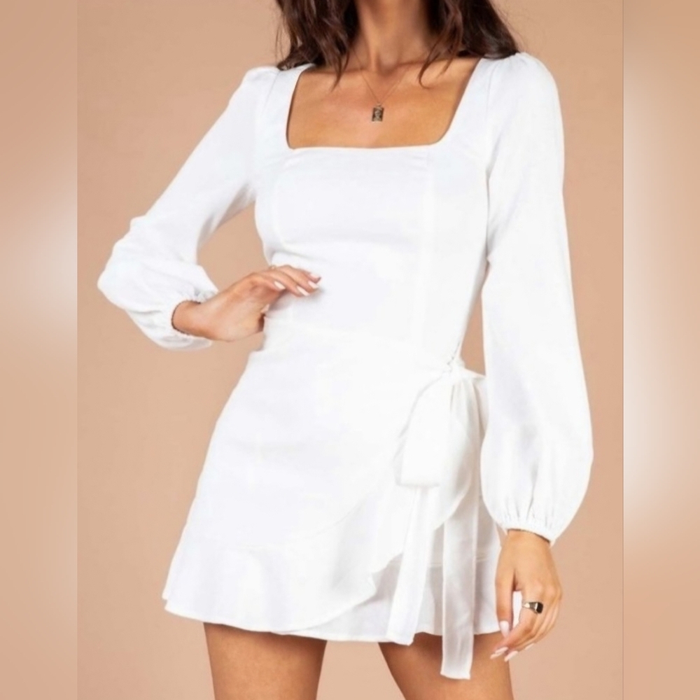 Princess Polly Women's Wrap Side Tie White Dress